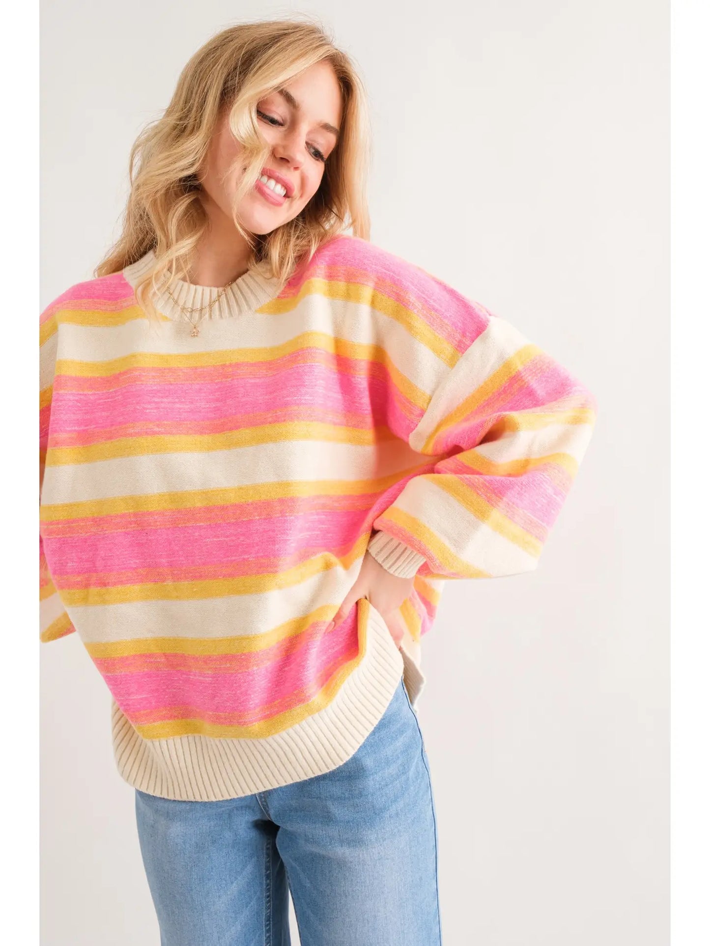 Bubblegum Stripe Pullover Sweater