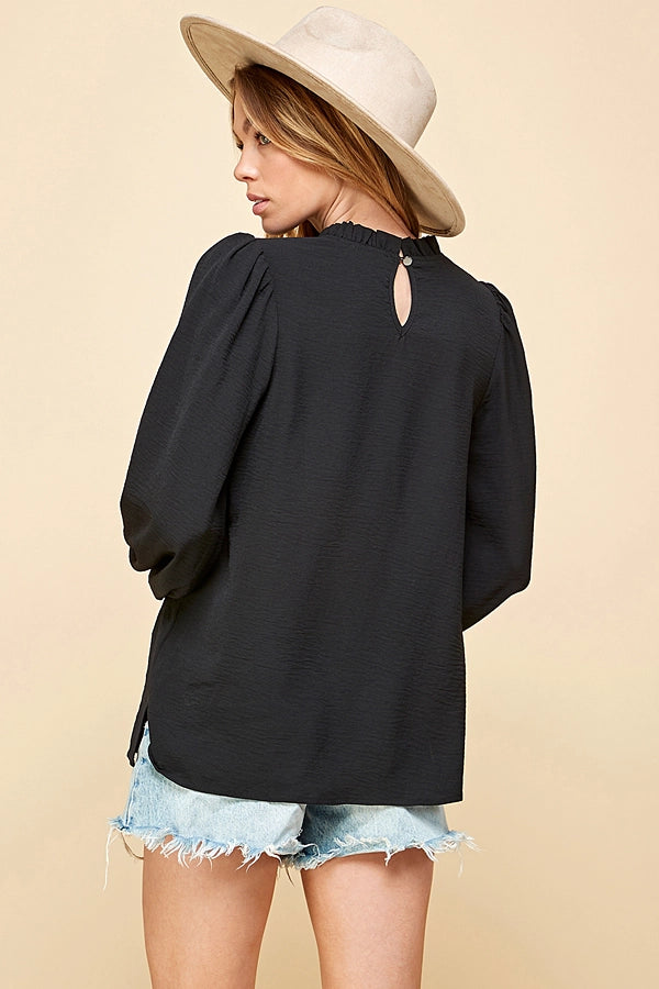 Mock Neck with Ruffle Sleeve Blouse