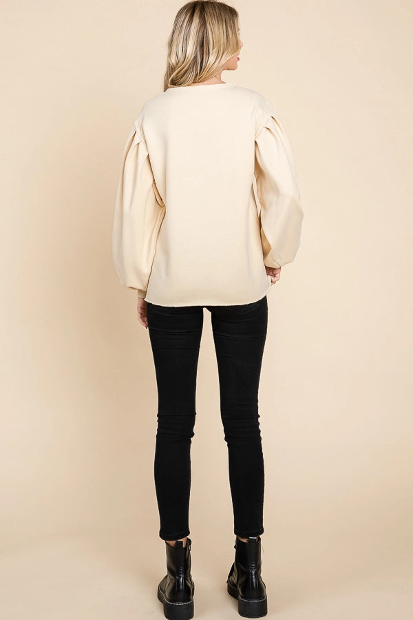 Bubble Sleeve Loose Fit Sweatshirt