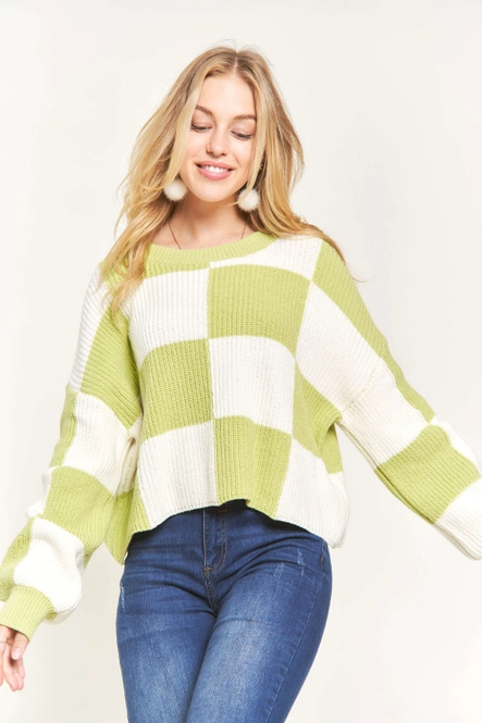 LIME COLORBLOCK SWEATER