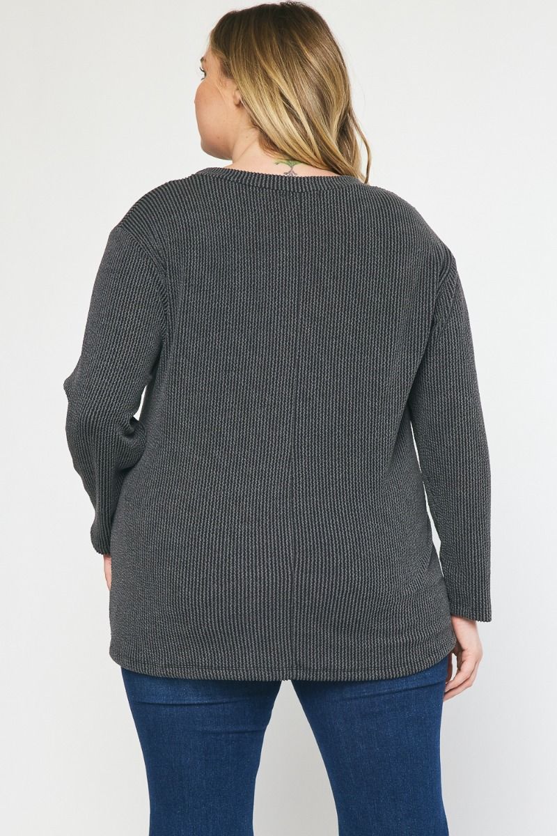 RIBBED LONG SLEEVE TOP-CURVY