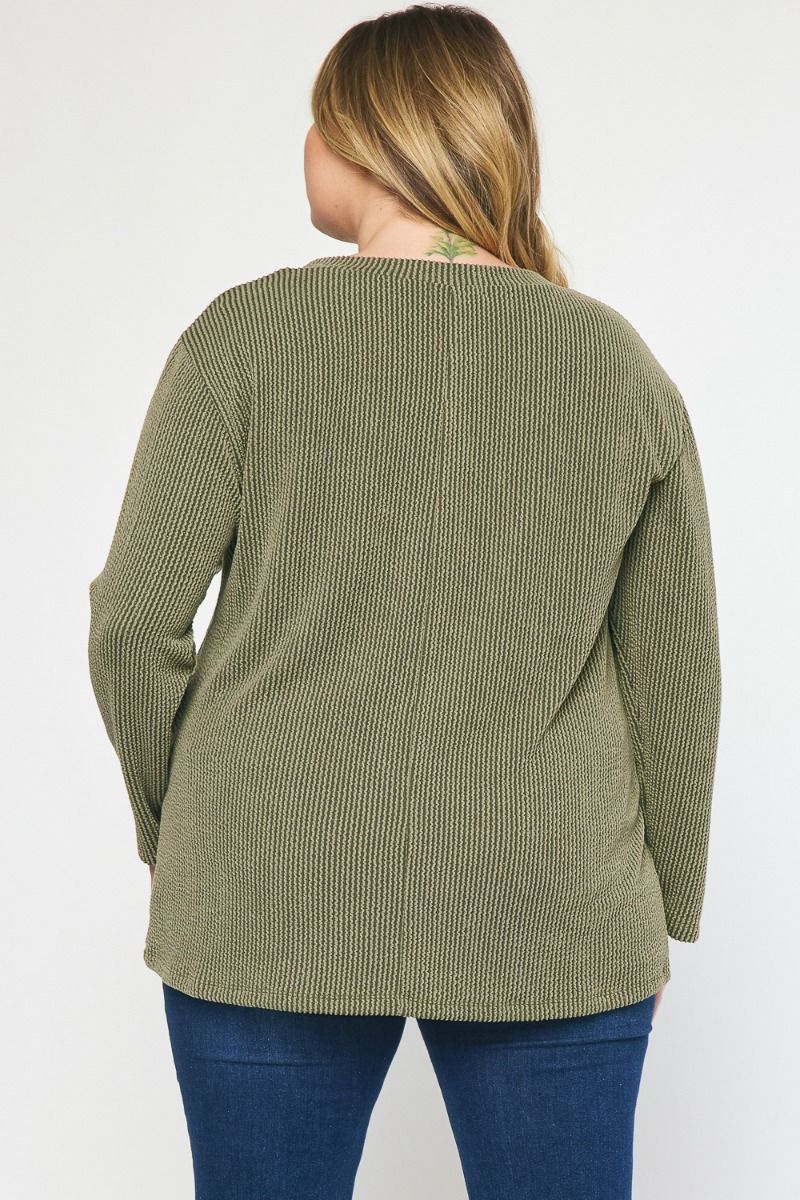 RIBBED LONG SLEEVE TOP-CURVY