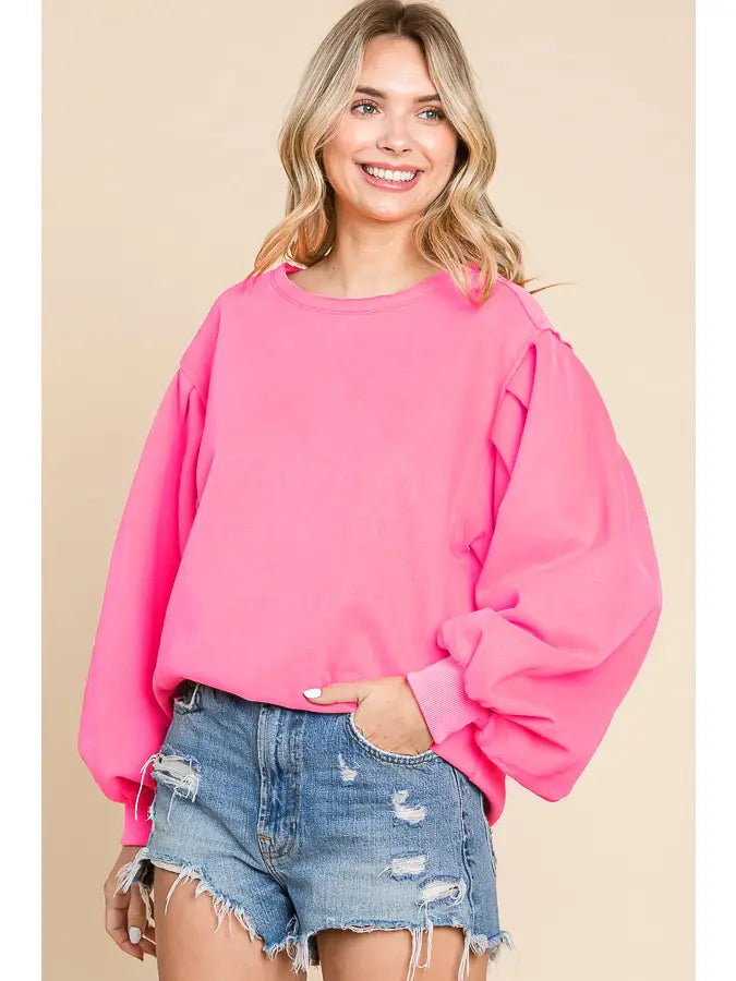 Bubble Sleeve Loose Fit Sweatshirt