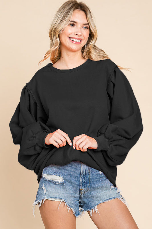 Bubble Sleeve Loose Fit Sweatshirt