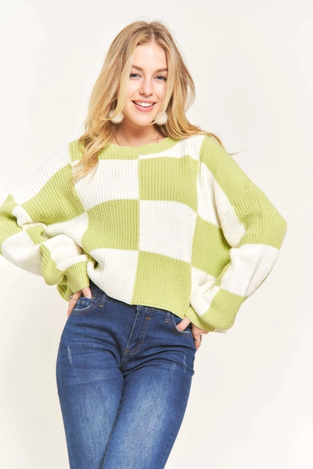 LIME COLORBLOCK SWEATER