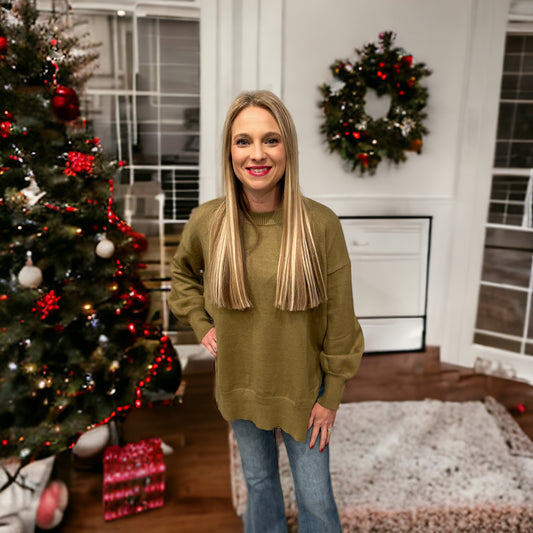LONG SLEEVE OLIVE SWEATER