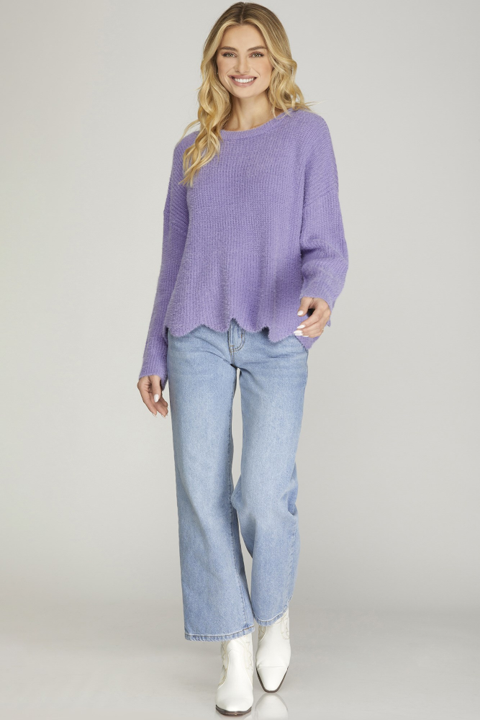 SWEATER WITH SCALLOP HEM