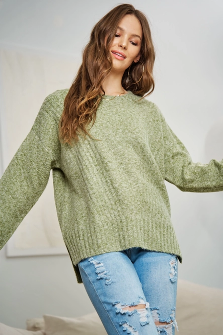 RIBBED ACCCENT SWEATER