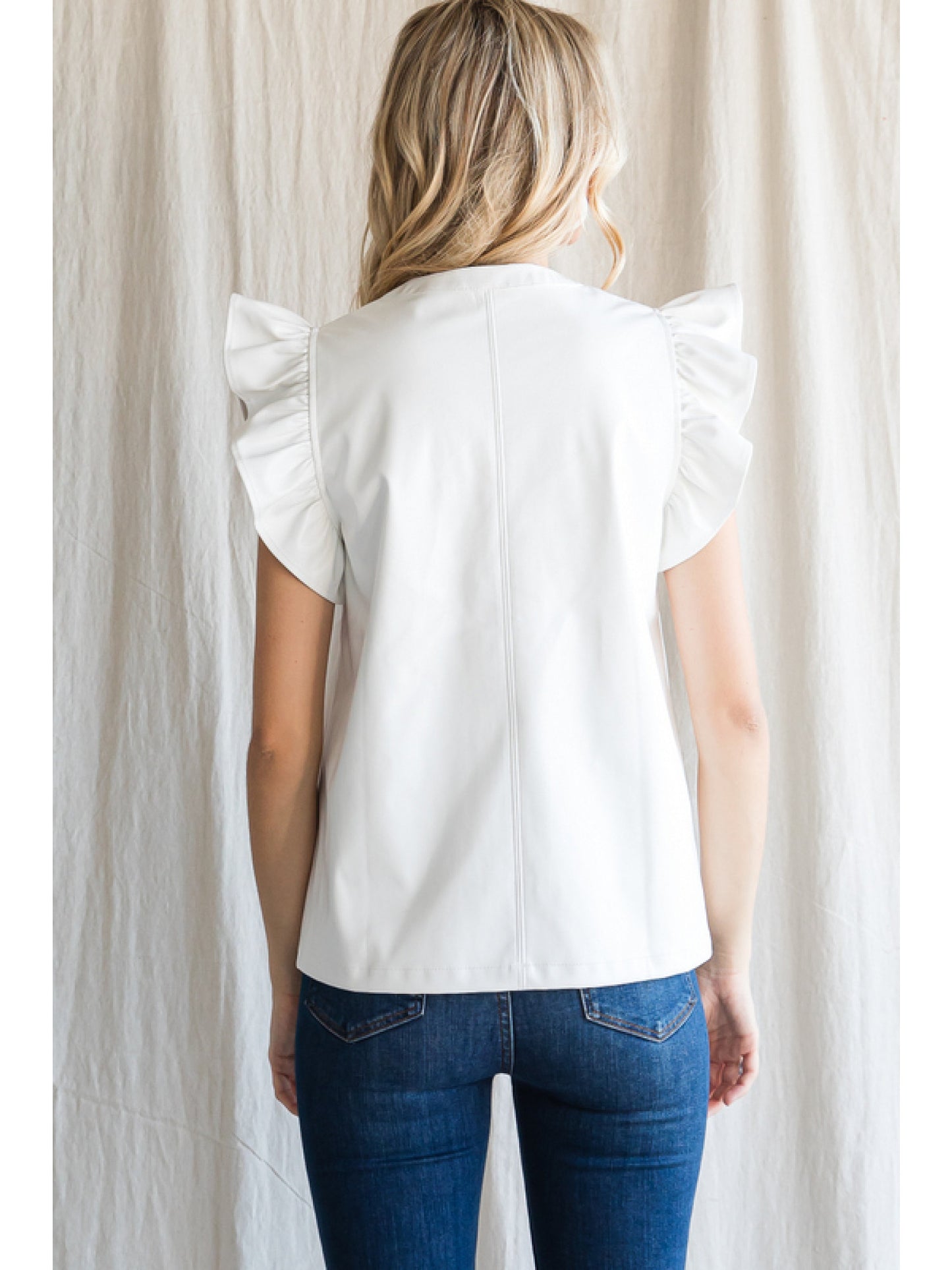 Faux Leather Ruffle Top